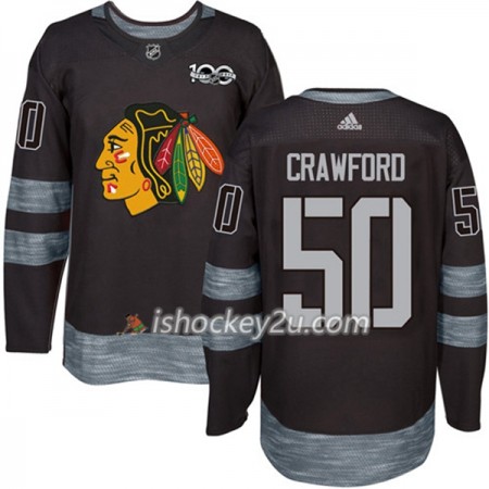 Mænd NHL Chicago Blackhawks Trøje Corey Crawford 50 1917-2017 100th Anniversary Adidas Sort Authentic